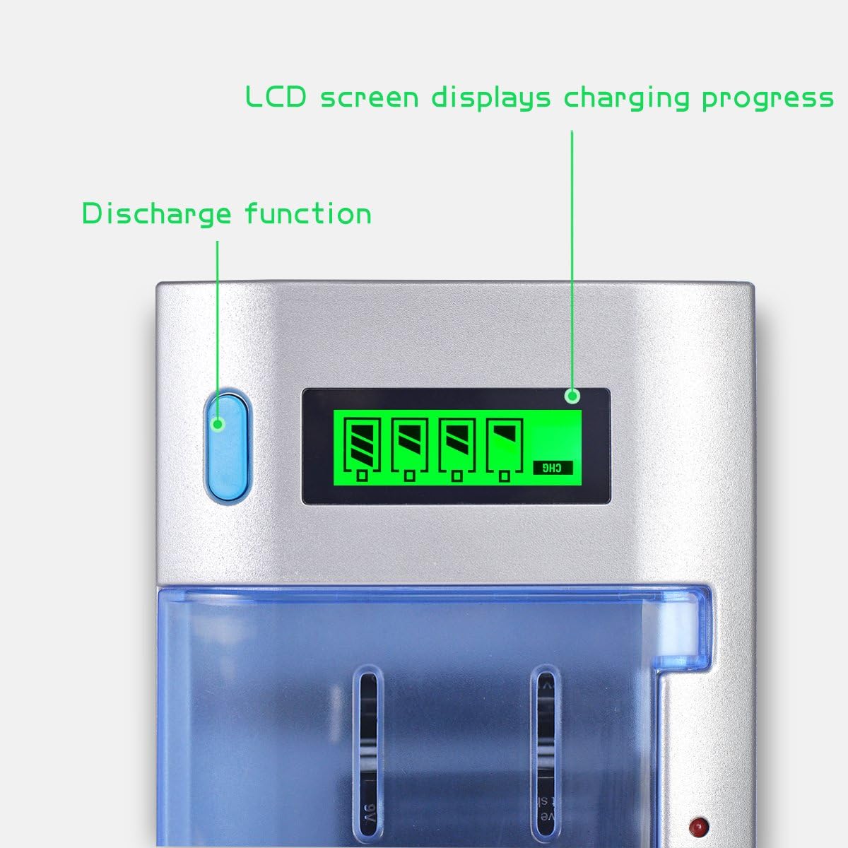 BONAI Rechargeable D Batteries with Charger LCD Smart Battery Charger for C D AA AAA 9V Ni-MH Ni-CD Rechargeable Batteries with 10000mAh Rechargeable D Cells (4 Counts) Pack of 2