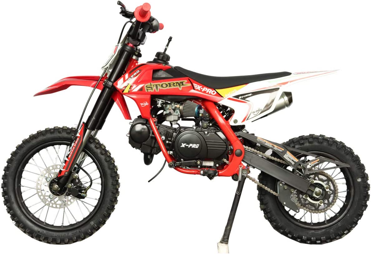 X-Pro Brand New 125cc Pit Dirt Bike, 4-Speed Manual Transmission Kick Start 14"/12" Tires