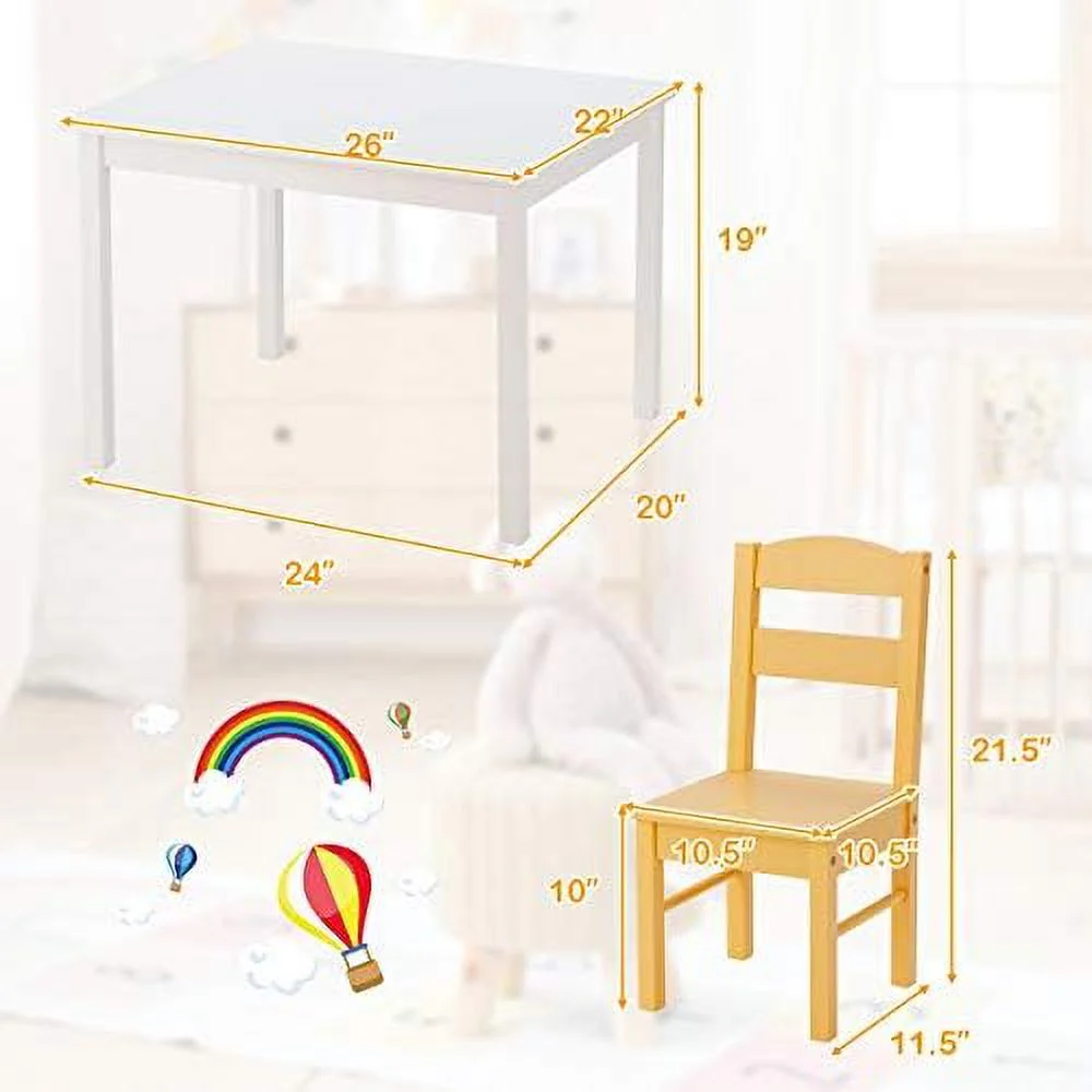 TJUNBOLIFE Table and Chair Set  5 Piece Wood Activity Table &amp; Chairs for Children Arts  Crafts  Homework  Snack Time  Preschool   Gift for Boys Girls  Toddler Table and Chair Set (Pas