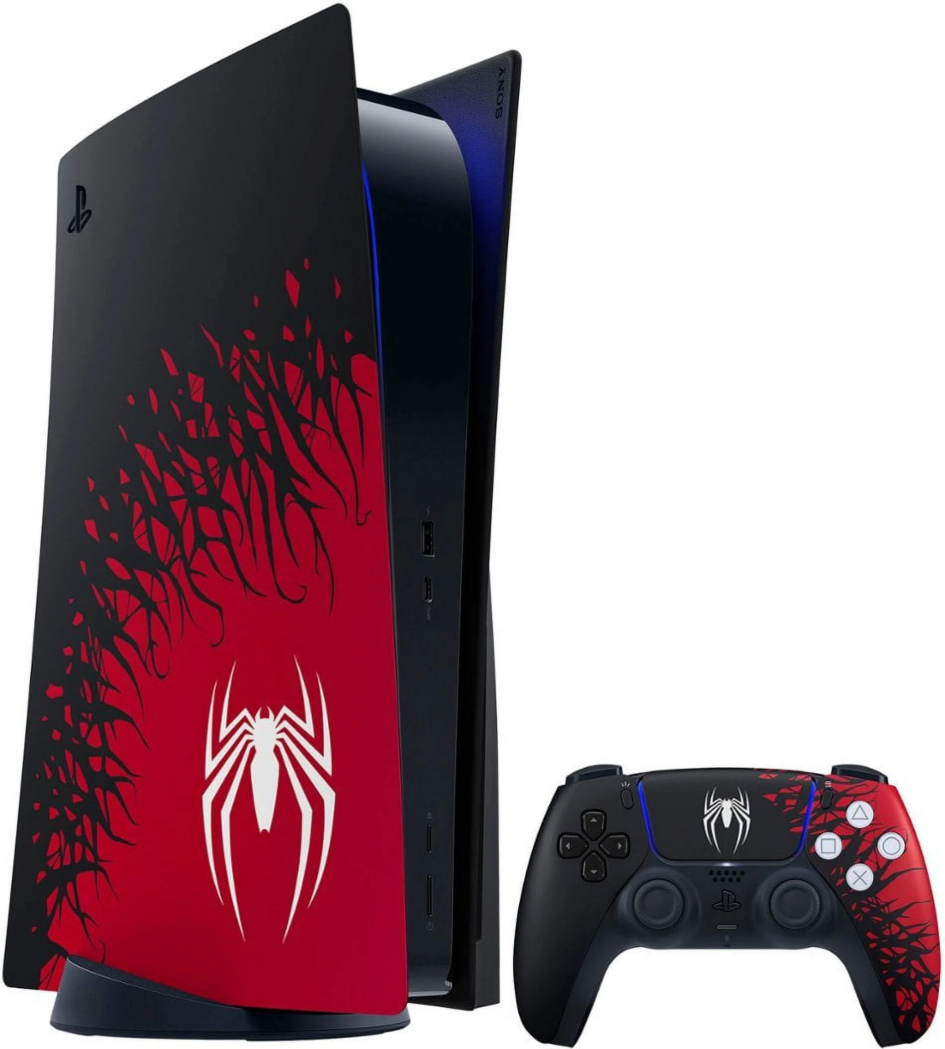 PlayStation 5 Disc Edition Marvel's Spider-Man 2 Limited Bundle with Two Controllers Spider-Man and Gray Camouflage DualSense and Mytrix Hard Shell Protective Controller Case - PS5 Gaming Console
