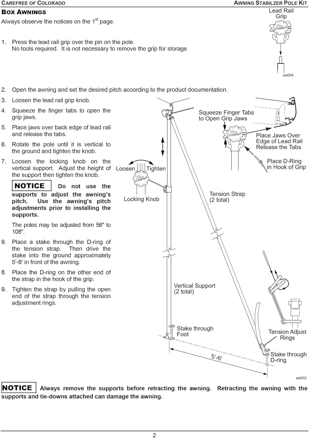 Carefree HD Stabiliz’r Awning Support Pole Kit - R019399-002