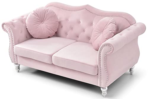 Glory Furniture Hollywood Velvet Loveseat in Pink