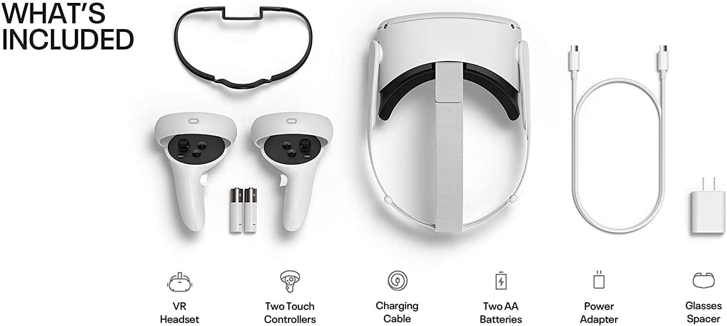 Oculus Newest Quest 2 Gmaing VR Headset 128GB Set, White - Advanced All-in-One Virtual Reality Headset Cover Set