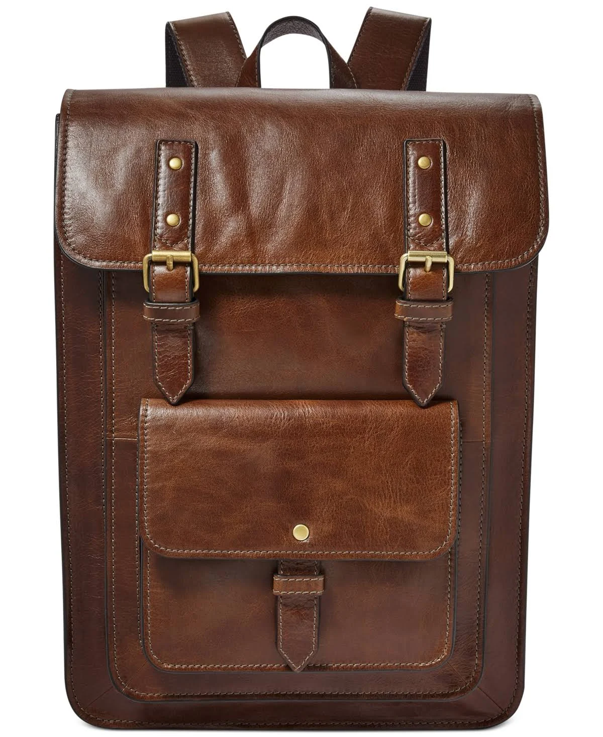 Fossil Men&s Greenville Leather Rucksack - Cognac