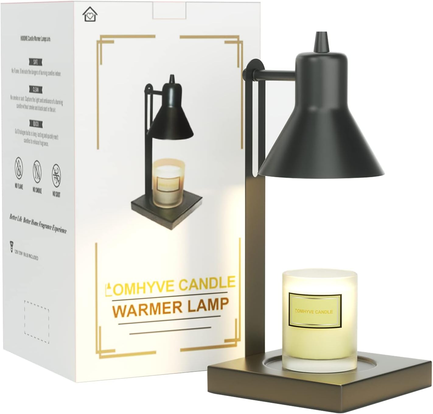 Lomhyve Candle Warmer Lamp, Height & Brightness Adjustable Lamp Candle Warmer with Auto Shut Off time for Yankee Candle Large Jar Candle 3 Wick Candles Scented Candle