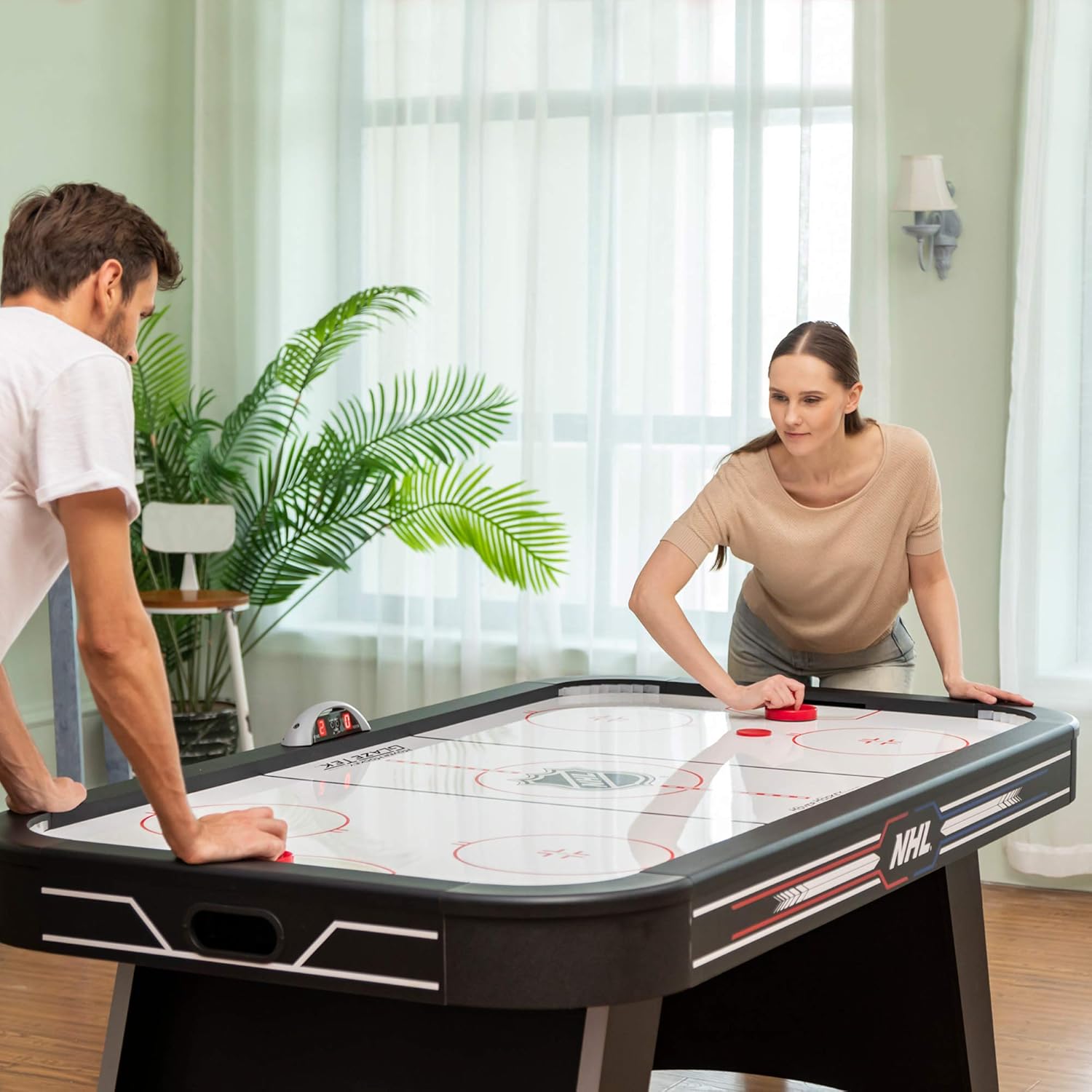 EastPoint Sports NHL 80” Pulse Air Hockey Table with Automatic LED Electronic Scoring – Perfect for Family Game Room, Adult rec Room, basements, Man cave, or Garage