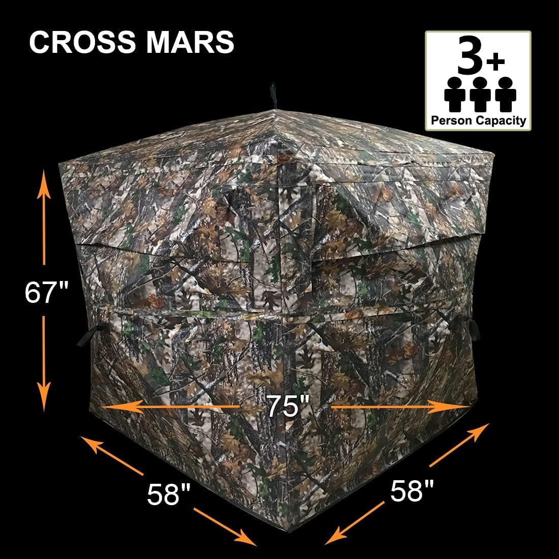CROSS MARS Portable 3 Person 270° See Through Ground Camouflage Hunting Blind Tent