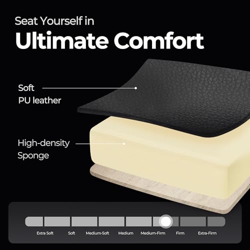 N-GEN Video Gaming Chair with Footrest High Back Ergonomic Comfortable Office Computer Desk with Lumbar Support Height Adjustable with PU Leather Recliner for Adults Women Men (Black)