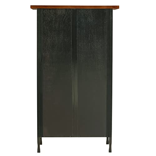 Leick Home 11262 Ironcraft Mantel Height Rustic Bookcase with Drawer Storage, 12" D x 30" W x 50" H, Mission oak/matte black