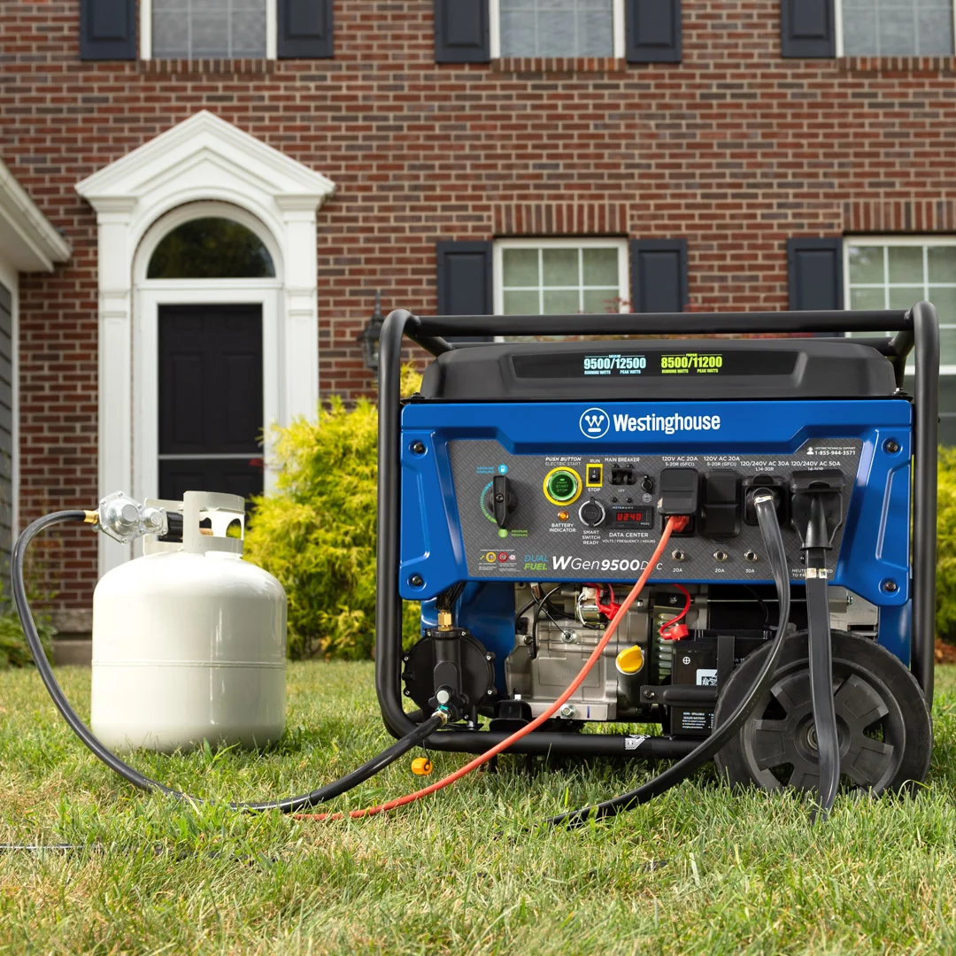 Westinghouse 12,500 Peak Watt Dual Fuel Portable Generator, Gas/Propane, Transfer Switch Ready, CO Sensor