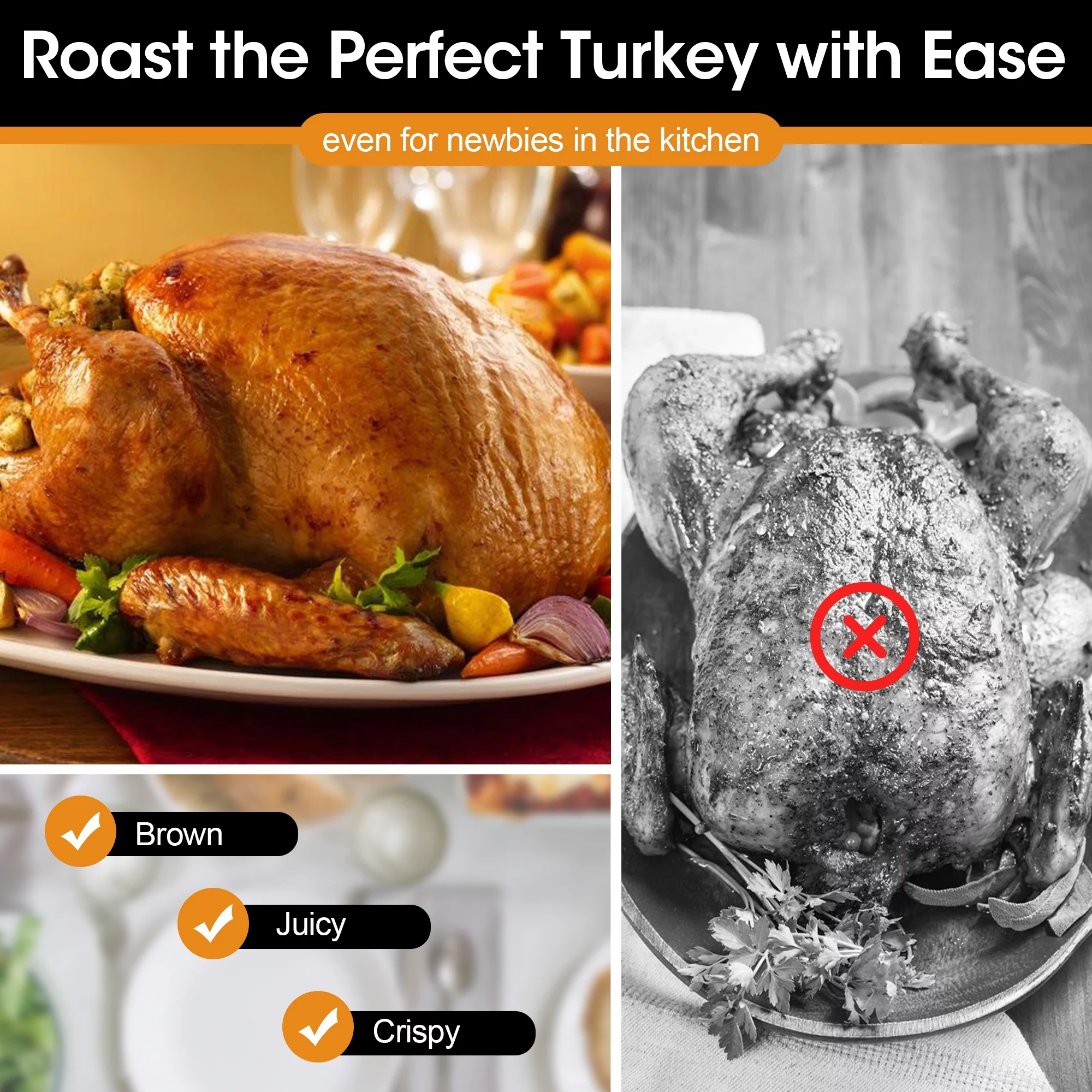 RoyalCraft 22 Quart Electric Roaster Oven with Visible & Self-Basting Lid, Stainless Steel, Silver