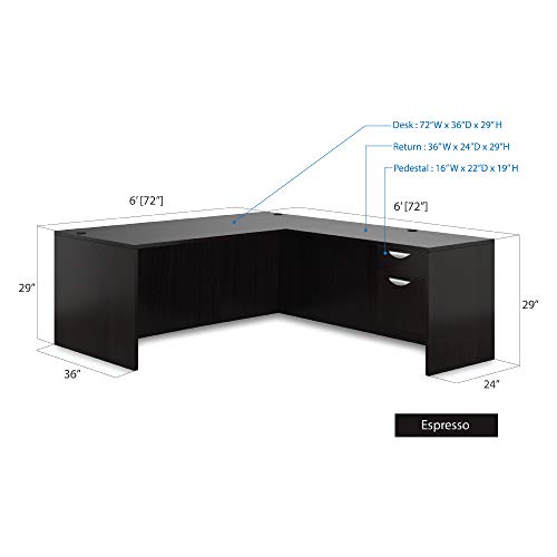 GOF 3 Person Workstation Cubicle (6'D x 18'W x 4'H) / Office Partition, Room Divider (48" H Cubicle with Desk, Mahogany)