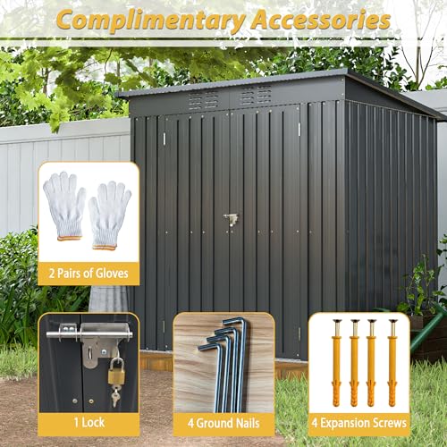 6x4 Ft Outdoor Storage Shed, Heavy-Duty All-Weather Tool Shed with Lockable Doors, Durable Resin Construction for, Patio & Backyard Organization Black