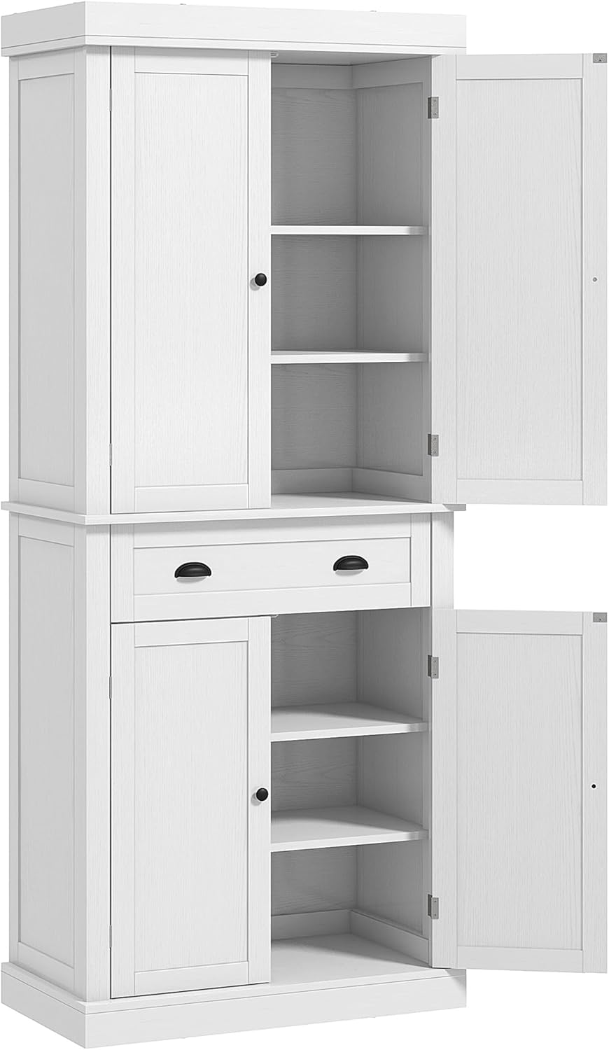 72.5" Height Kitchen Pantry Cabinet, Farmhouse Freestanding Storage Cupboard with 4 Doors, One Drawer, 3 Adjustable Shelves, Hutch Bar Cabinet for Dining Room, Bathroom, Kitchen