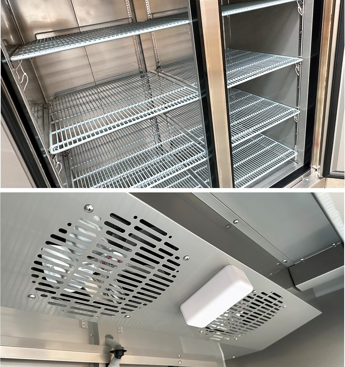 Commercial Freezer 2-Doors Solid Upright Reach in Two Section Stainless Steel NSF 54" Width, Capacity 47Cuft, Restaurant Quality Kitchen -8°F Cold al32Adup1