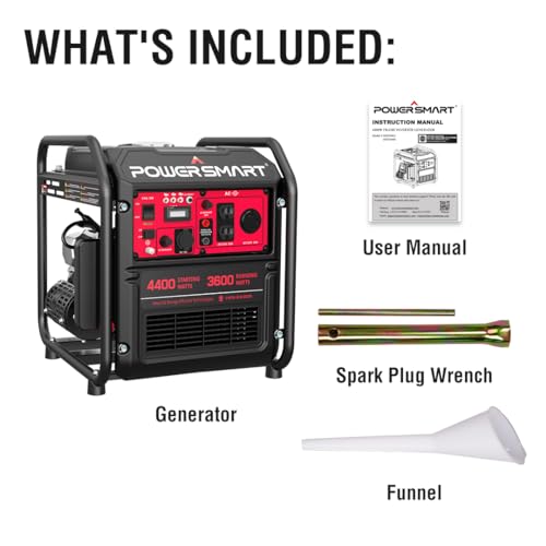 PowerSmart 4400-Watt Portable Generator with Inverter Technology, RV Ready 30A Outlet, Gas Powered, EPA Compliant, Lightweight & Quiet for Home Use, Camping Outdoor