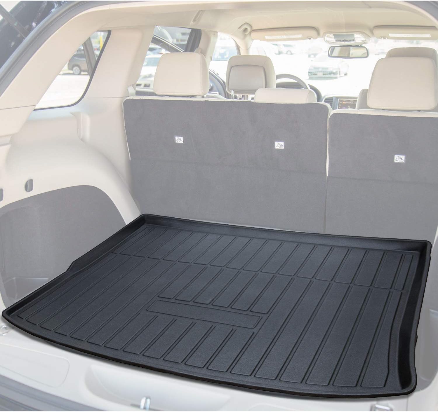 CUMART Rear Cargo Mat Liner Trunk Tray Floor Waterproof Protector Protection Compatible with Jeep Cherokee 2014 2015 2016 2017 2018 2019 2020
