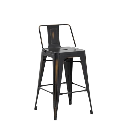 Alunaune 30" Metal Bar Stools Set of 4 Counter Height Barstools Industrial Counter Stool Kitchen Bar Chairs Indoor Outdoor-Low Back, Distressed White