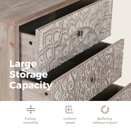 MAISON ARTS 3 Drawer Dresser Set of 2, Modern Household 3 Chest of Drawers Farmhouse Accent Storage Cabinet with 3 Drawers Nightstand Bedside Table for Bedroom Living Room Entryway, Easy to Assemble