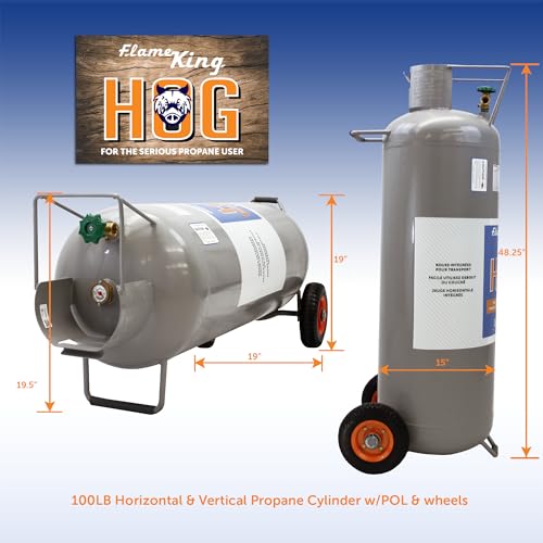 Flame King YSN100HOGb 100 LB Pound Horizontal & Vertical Propane Cylinder Pol Valve, Gray