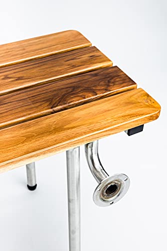 ADA Bathroom Shower Bath Seat, Folding, Wall-Mounted, Rectangular, Right Hand, Teak Finish 26"x21"