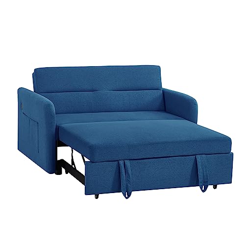TRIPLE TREE Loveseat Sofa Bed,3-in-1 Convertible Sleeper Chair Pull Out Sofa Bed with Adjustable Backrest,Sofa,Lounger Chair,Twin Bed for Apartment Office Living Room,Cream Fabric