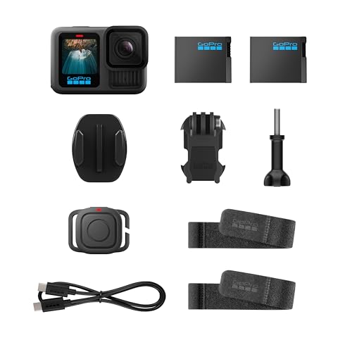 GoPro HERO13 Black Accessory Bundle - Includes The Handler, 2 Enduro Batteries, 2 Curved Adhesive Mounts, 64GB SanDisk MicroSD Card, and Carrying Case