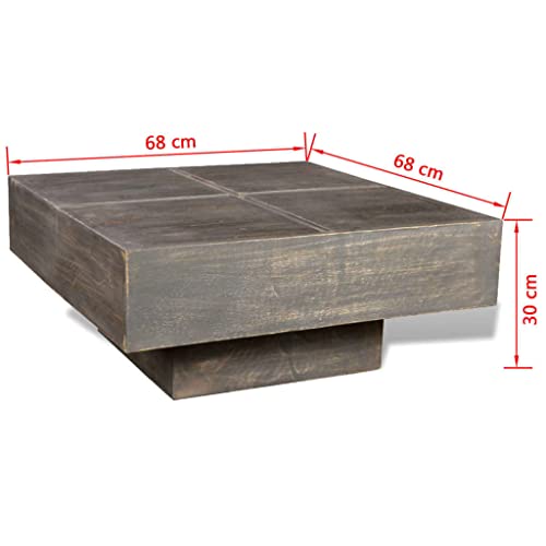 Coffee Table Dark Brown Square Solid Mango Wood,AntiqueStyle Square Coffee Table with Mango Wood Dark Brown Accent Coffee Tables for Home & Kitchen