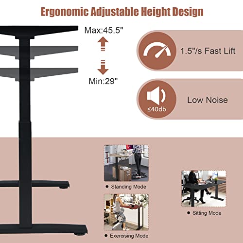 COSTWAY Electric Stand up Desk Frame, Ergonomic Sit to Stand Desk Frame w/Adjustable Height & Width, DIY Workstation Base w/Memory Controller for Home Office(Frame Only) (Black)