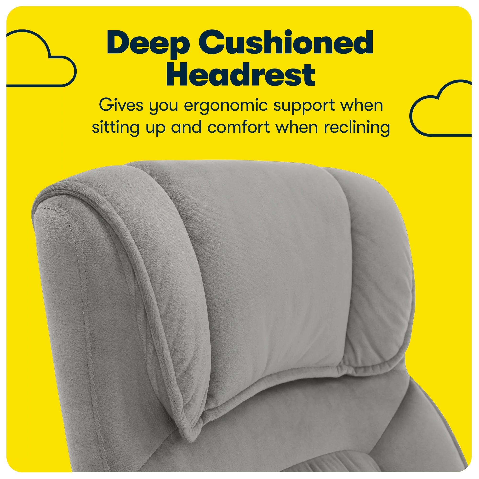 Serta Hannah Microfiber High Back Executive Office Chair with Arms, 250 lb. Capacity, Gray