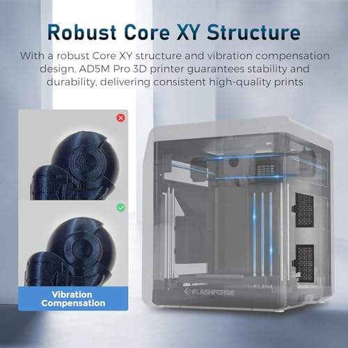 Flashforge Adventurer 5M 3D Printer, 600mm/s High-Speed 3D Printer with Auto Leveling, Quick Release Nozzle and PEI Plate, 8.7 x 8.7 x 8.7in