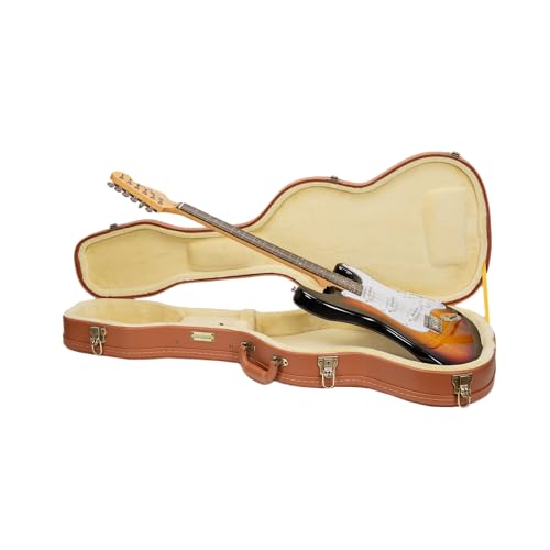 Crossrock Relief Series 335 Guitar Case for ES-335 & Semi-Hollow Electric Guitars | Carved Smoke Blue Finish, Monochrome Blue Velvet Interior, Lock – Premium Wooden Hardshell