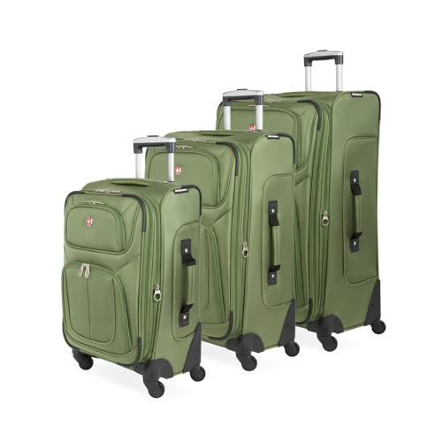 SwissGear Sion Softside Expandable Luggage, Black, Checked-Large 29-Inch