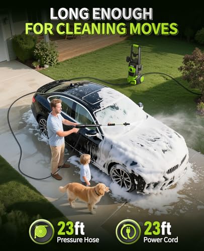Electric Pressure Washer, 4800PSI 3.0 GPM Power Washer with 4 Quick Connect Nozzles, 400ml Foam Cannon Electric Power Washer Cleaning for Cars, Home, Driveways, Fences, Patios