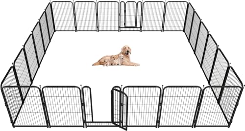 Metal Dog Playpen, 40 Inch Height 16 Panels, Large Dog Fence for Large/Medium/Small Dogs Indoor & Outdoor Bliss, Perfect Dog Pen for Camping, Yard, and RV | Black-Silver