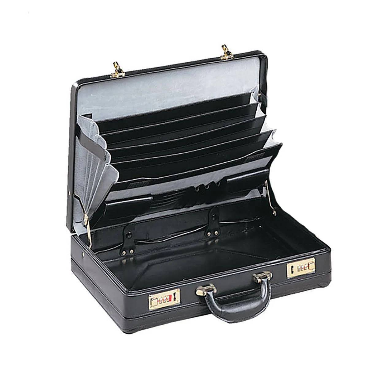 Goodhope Expandable Leather Attache Briefcase - Burgundy