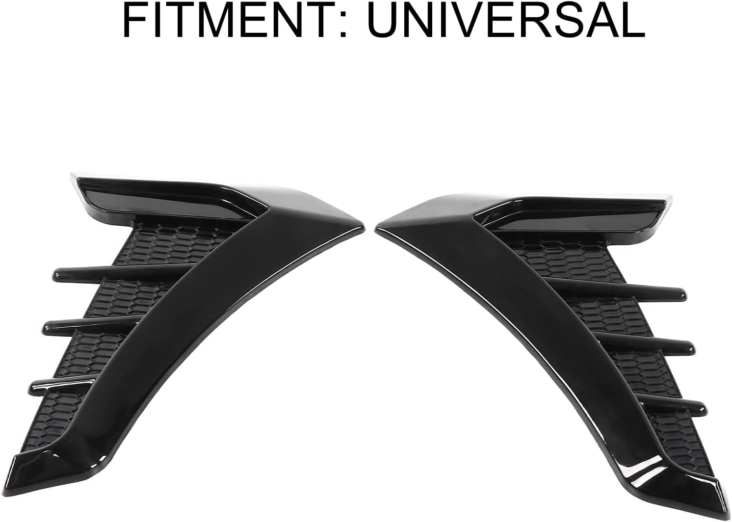 Fydun Hoods Vents Bonnet Cover， Car Hood Vent Scoop Kit 2pcs Gloss Black Side Vent Trim Decoration Sticker Rubber Shark Gills Universal for Cars Pack of 2