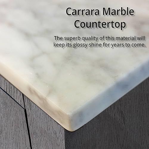 Big Sur 60 in. W x 22 in. D Dark Grey Double Bath Vanity and Carrara Marble Top