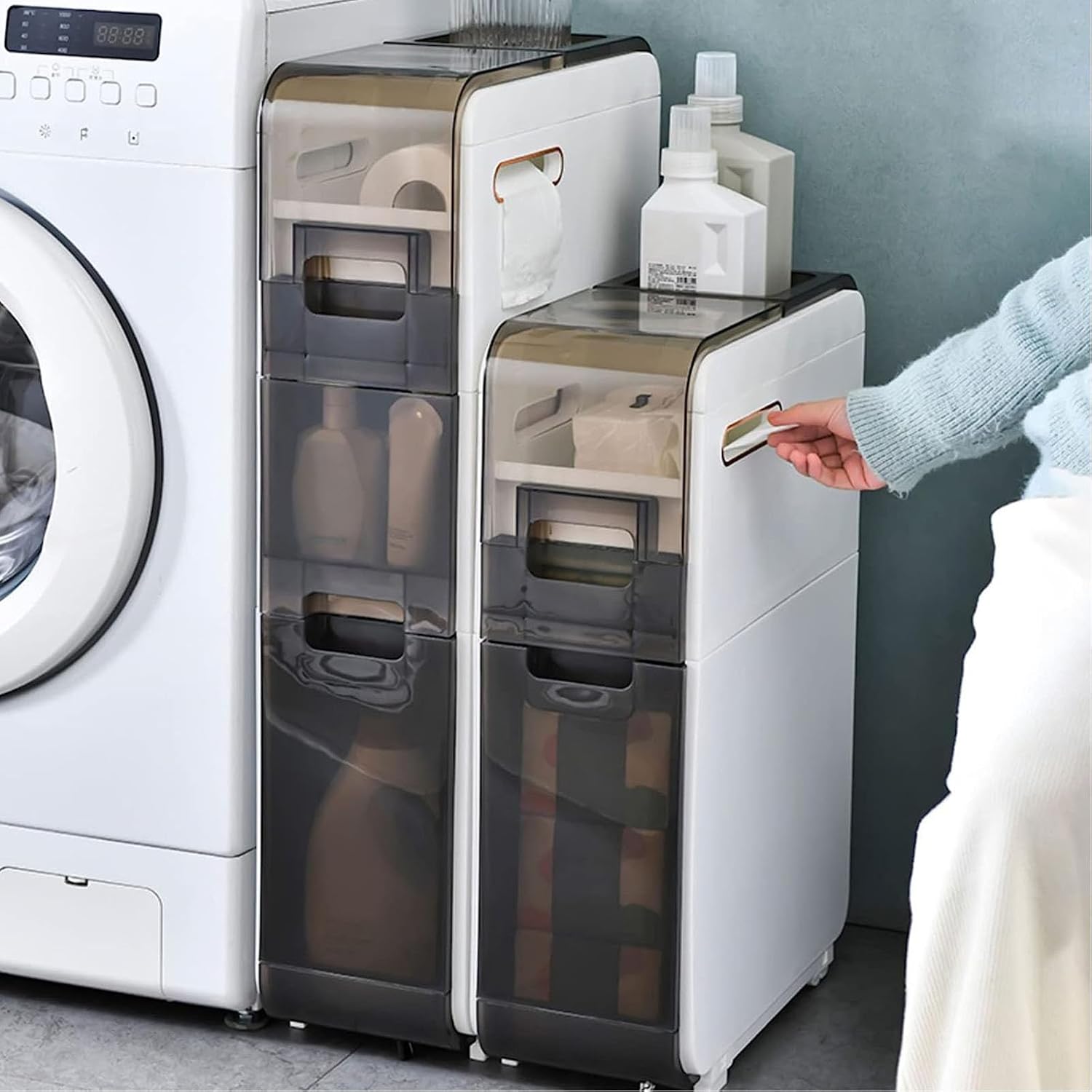Floor-standing Bathroom Storage Cabinets Bathroom Cabinets 2/3/4-layer Bathroom Floor-standing Cabinets Vertical Storage Cabinets ()