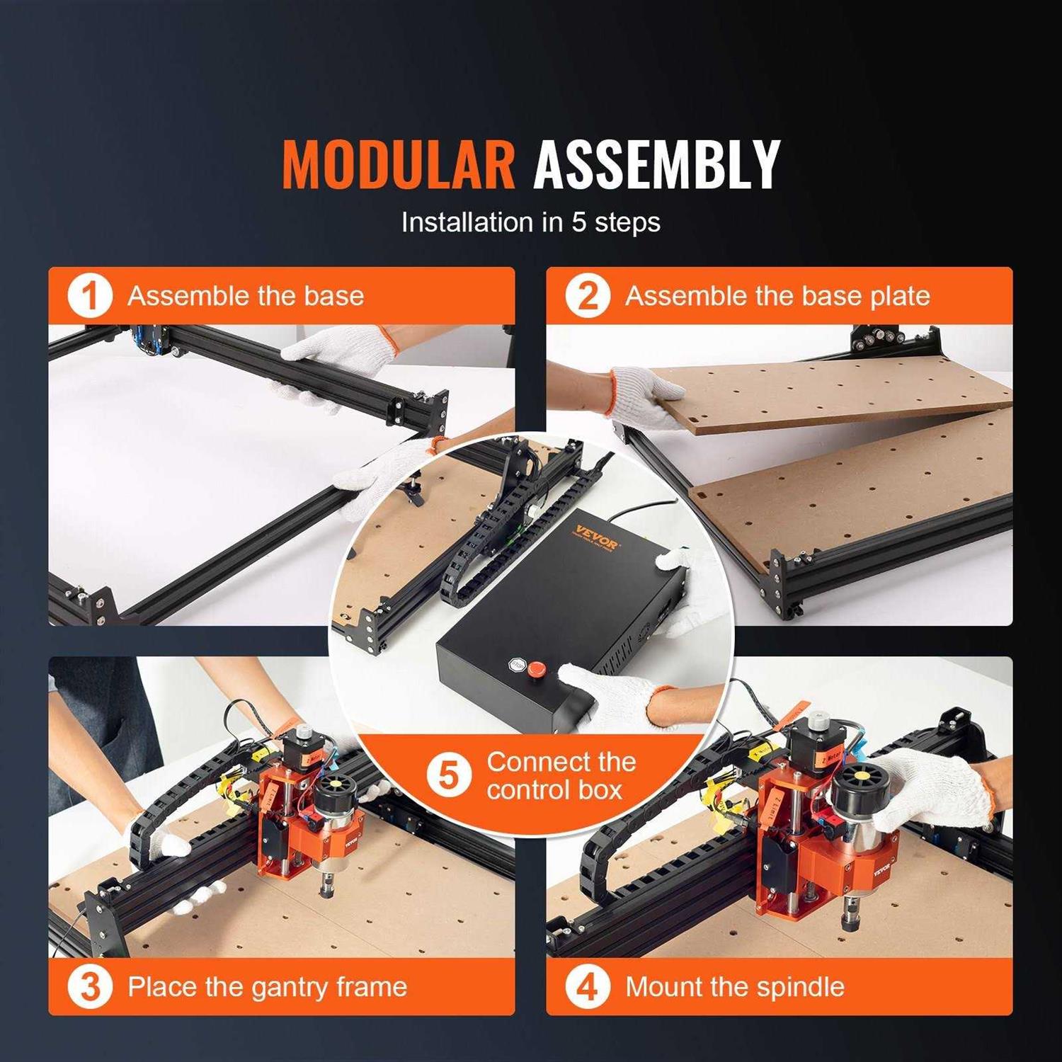 VEVOR Cnc Router Machine 300W 3 Axis Grbl Control Wood Engraving Carving Milling Machine Kit
