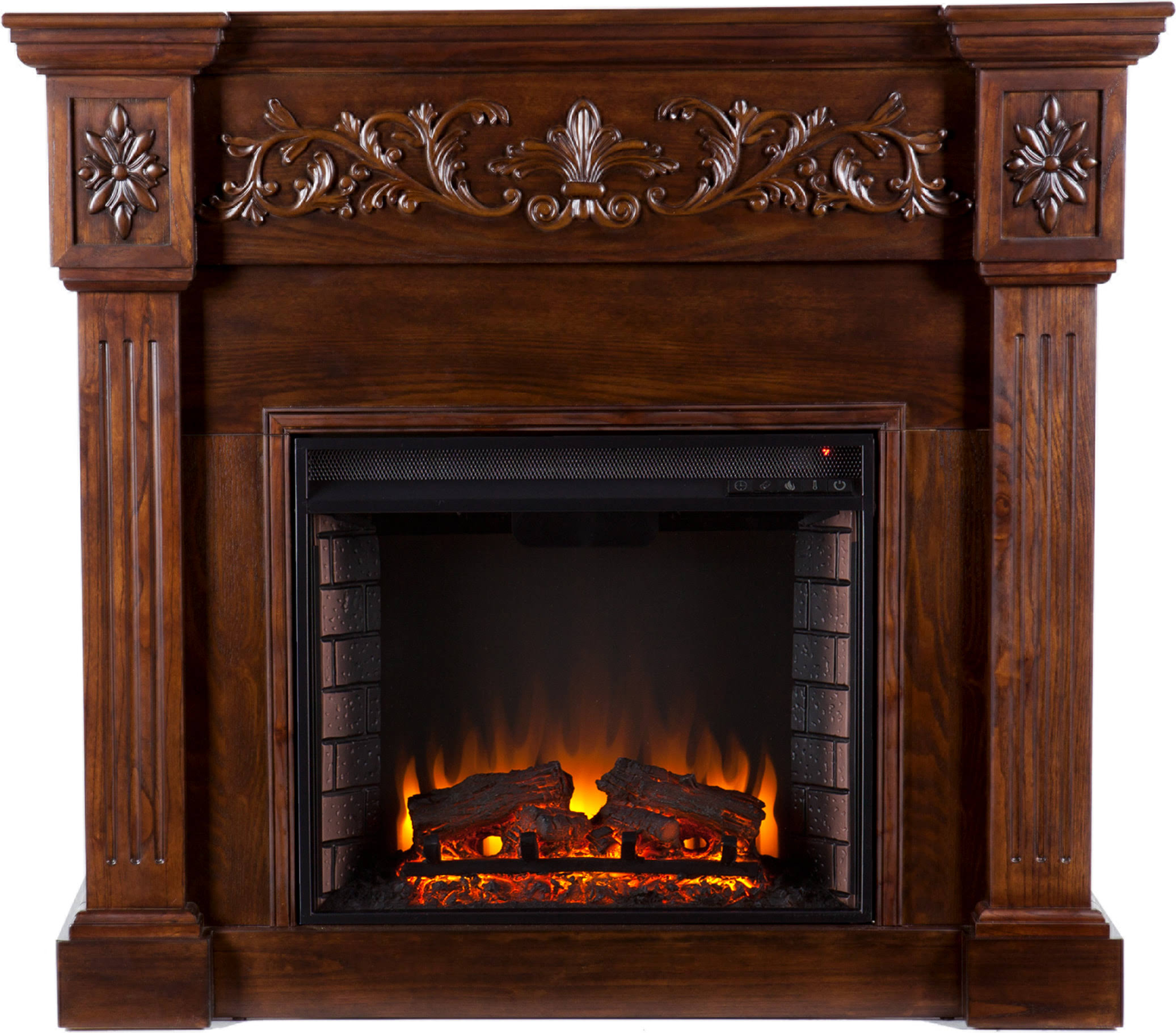 Southern Enterprises Calvert Carved Electric Fireplace, Espresso
