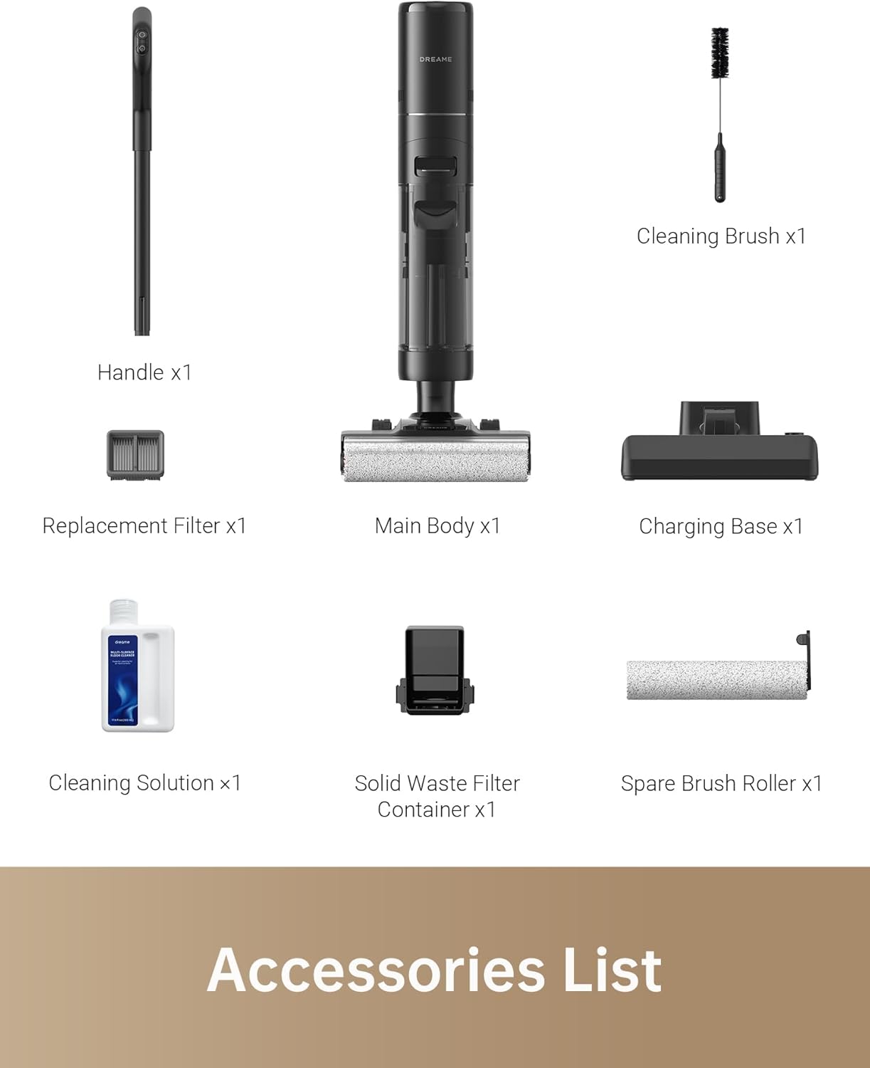 dreame H13 Pro Wet Dry Vacuum Cleaner, Smart Floor Cleaner Vacuum Mop for Hard Floors, 140°F Brush Wash, Hot Air & Dual Rotation Self-Cleaning, GlideWheel™ Power System, Great for Sticky Messes,