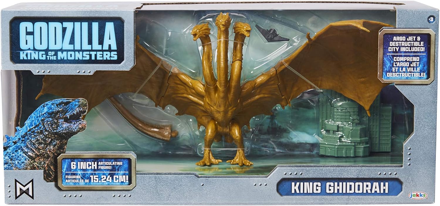 Godzilla King of The Monsters: 6" King Ghidorah Articulated Action Figure with Argo Jet & Destructible City