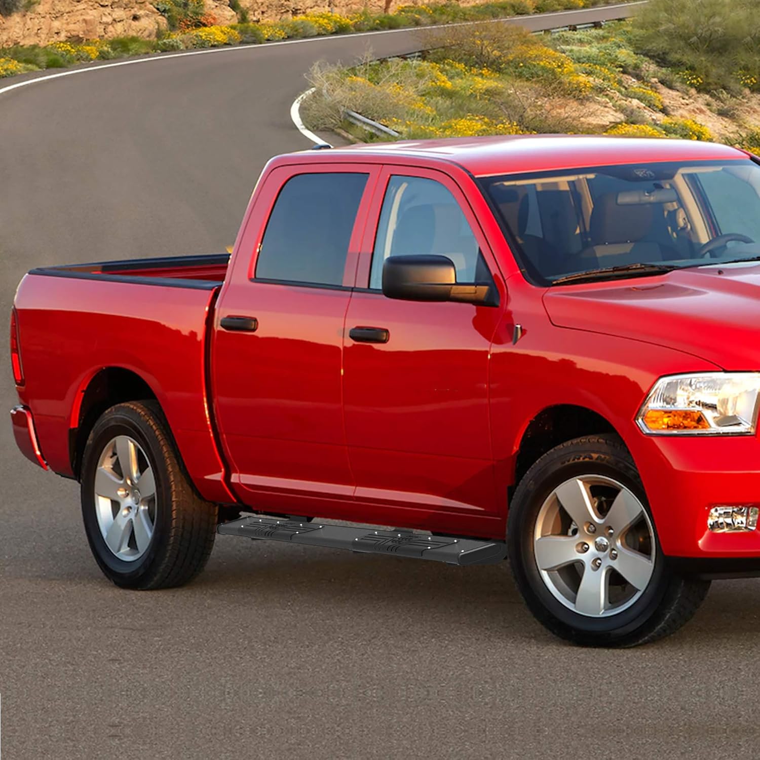 OEDRO 6.5 Running Boards Compatible with 2009-2018 Dodge Ram 1500 Quad Cab 2019-2022 Ram 1500 Classic, 2010-2022 2500/3500, Aluminum Side Steps Nerf Bars for More Fuel Efficiency, Black Textured