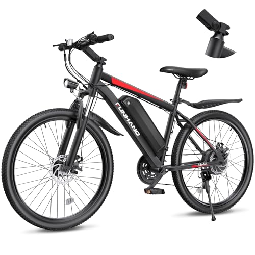 Electric Bike for Adults, 26'' 1000W Peak Ebike, Up to 50 Miles 21.7MPH Electric Mountain Bike with 48V 374.4WH Removable Battery, Adjustable Stem, Fenders, Lockable Suspension Fork, 21-Speed