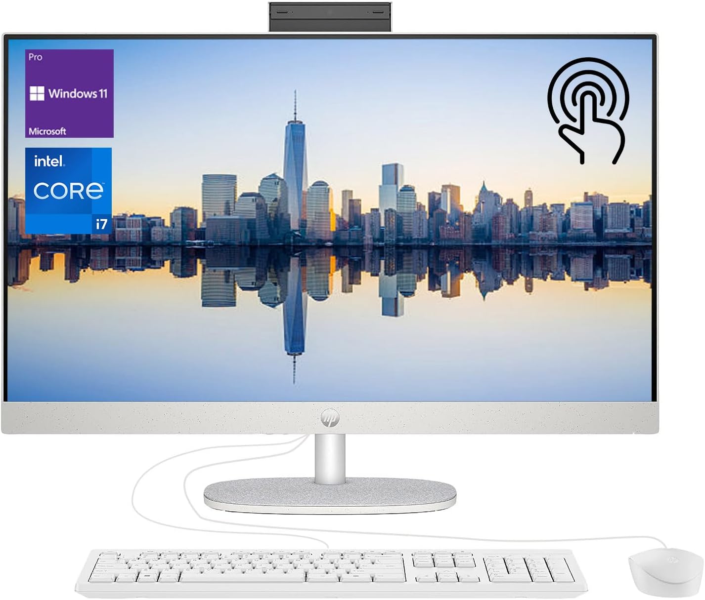 HP Essential Business All-in-One, 27" FHD Touchscreen, Intel Core i7-1355U, 16GB RAM, 1TB SSD, IR Camera, Wired Keyboard & Mouse, HDMI, RJ45, Wi-Fi 6, Windows 11 Pro, White