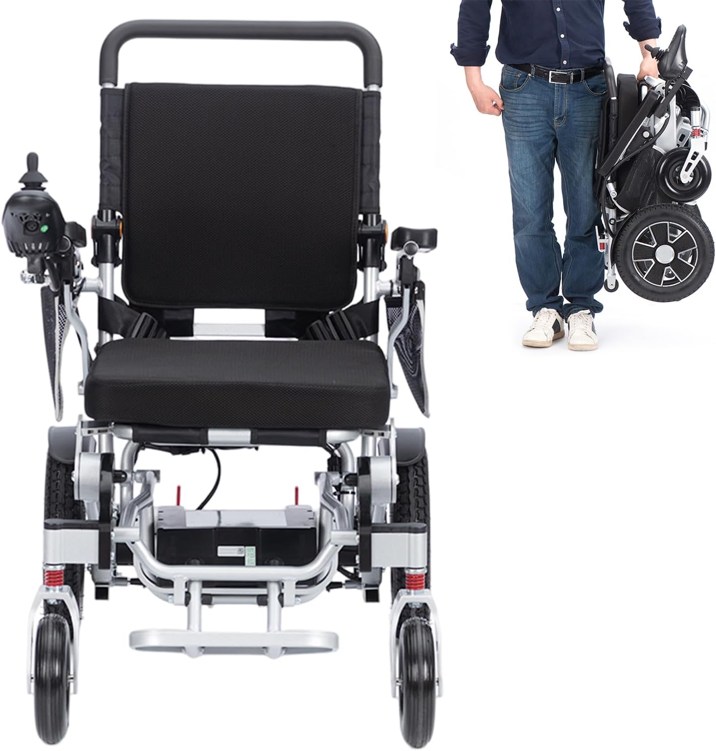 Electric Wheelchair for Adults,20 Miles Long Travel Range,Lightweight Foldable Intelligent Power Wheelchair,All Terrain Motorized Power Wheelchair for Seniors-Aluminium Alloy-Airline Approved
