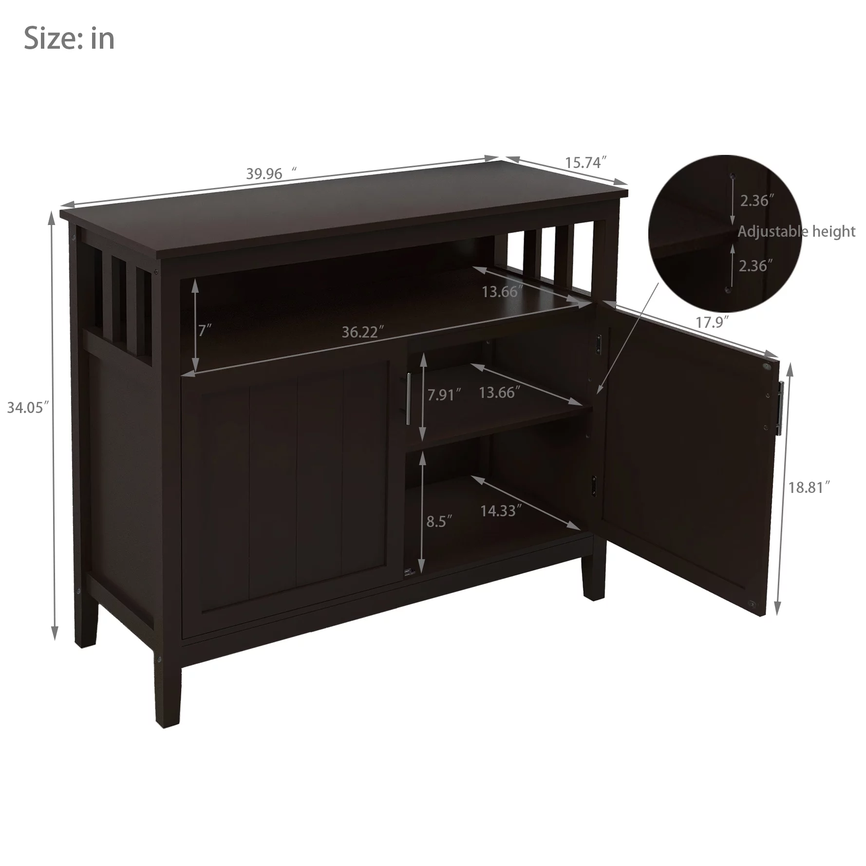 Anself Kitchen Storage Sideboard And Buffet Server Cabinet-Brown Color