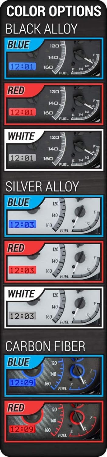 Dakota Digital 70 - 81 Chevy Camaro VHX System Analog Dash Gauges Black Alloy Blue VHX-70C-CAM-K-B