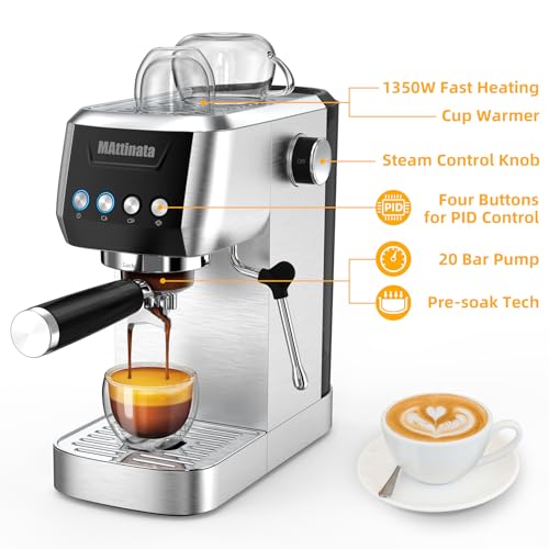 Cappuccino Machine, Latte Machine with Automatic Milk Frother, 20 Bar Espresso Machine for Home Gifts, Espresso Maker with Touchscreen, Stainless Steel Style